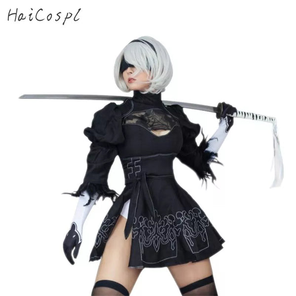 Nier Automata Yorha 2B Cosplay Suit Anime  Black Dress