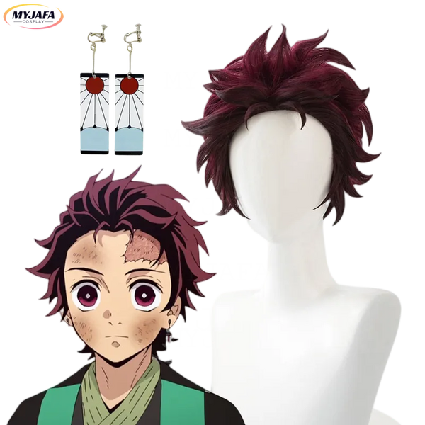 Tanjiro Kamado anime demon slayer. Wigs + earrings