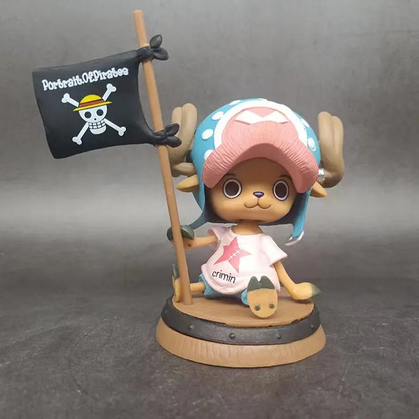 Figure Anime one piece Chopper com bandeira 9cm colecionável.