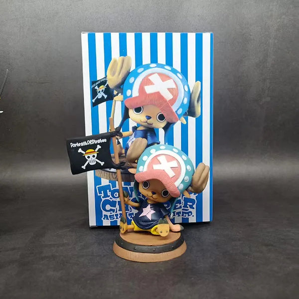 Figure Anime one piece Chopper com bandeira 9cm colecionável.