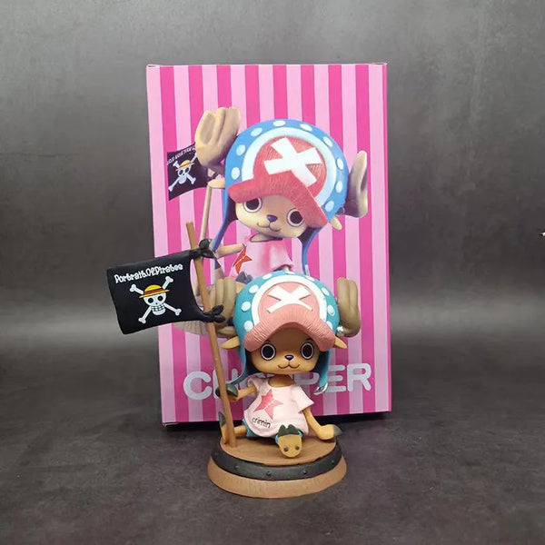 Figure Anime one piece Chopper com bandeira 9cm colecionável.