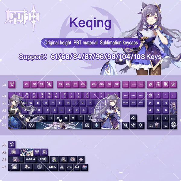 Teclado mecânico personalizado Genshin Impact.